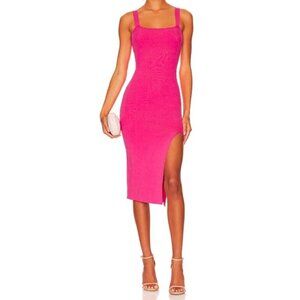 Revolve Super down Large Zoe Square Neck Stretch Midi Dress in Pink NWT MSRp $88